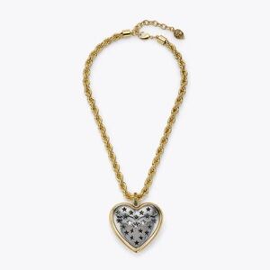 Kurt Geiger Gold Heart Pendant Necklace with Black Star Inlay